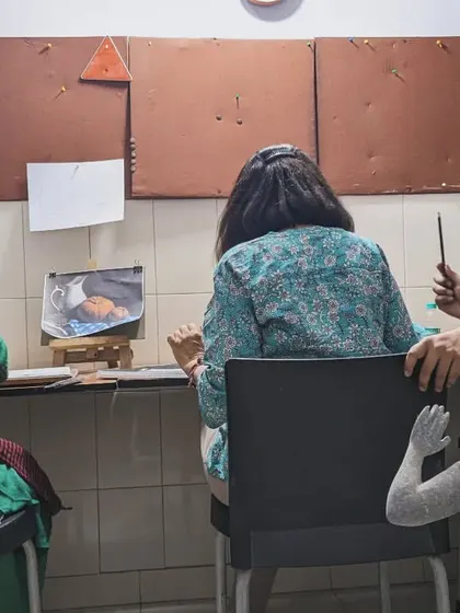 My classes are for everyone, and I mean everyone. It's wonderful to see adult students rediscovering their creative side, whether it's through a watercolor painting or a charcoal sketch.