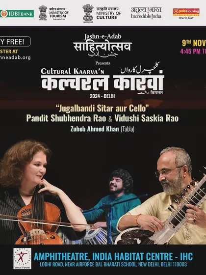 A poster for our Jugalbandi performance at the India Habitat Centre. These events are a wonderful way to connect with local music lovers in a beautiful setting.