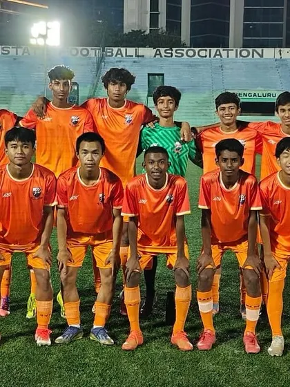 Our U17 team in their new orange kit for the KSFA Youth Premier League match.