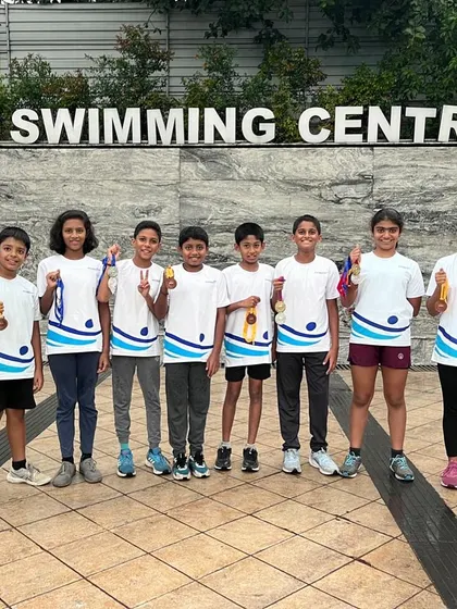 A duplicate image of our medal-winning swimmers.