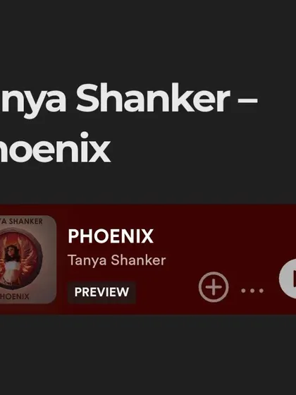 A simple graphic showing my song "Phoenix" on a streaming platform, as part of the celebration for hitting 100k views.