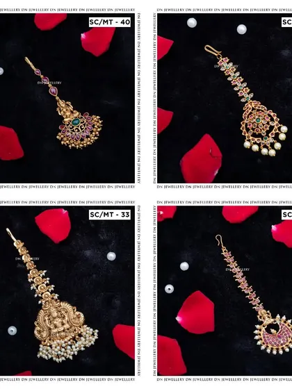 More options from my maang tikka collection. You can find pieces with temple motifs, kemp stones, and pearl drops to match any outfit.