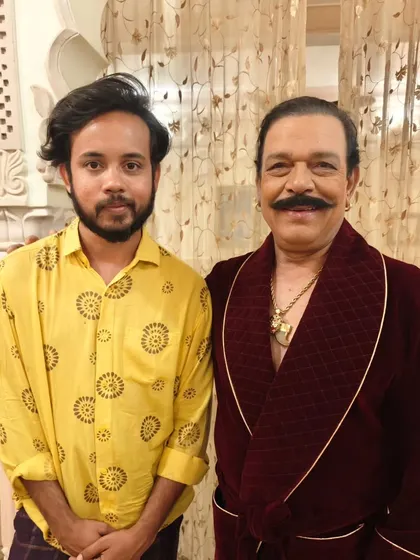 With the versatile Govind Namdev ji. After creating his powerful 'don' look, it's always great to share a relaxed moment off-camera.