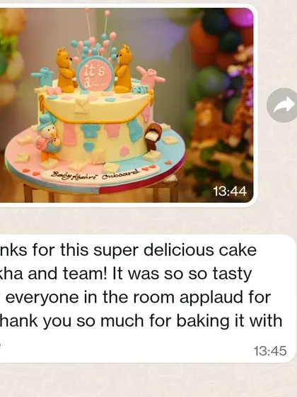 "So tasty that everyone in the room applauded for it!" This is the kind of feedback that fills our hearts. We're so happy this cake was a hit at the baby shower.