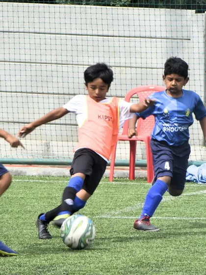 Celebrating our U-9 team's championship win at the Mega International Football Tournament. These moments of victory are what our young athletes train for.