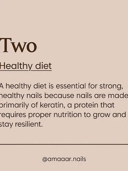 Healthy nails start from within. This tip explains why a balanced diet rich in protein is essential for growing strong, resilient nails, as they are primarily made of keratin.