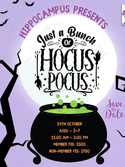 Save the date for Hocus Pocus! This poster gives a little taste of the magical Halloween brew I'm concocting, with three hours of non-stop fun planned.