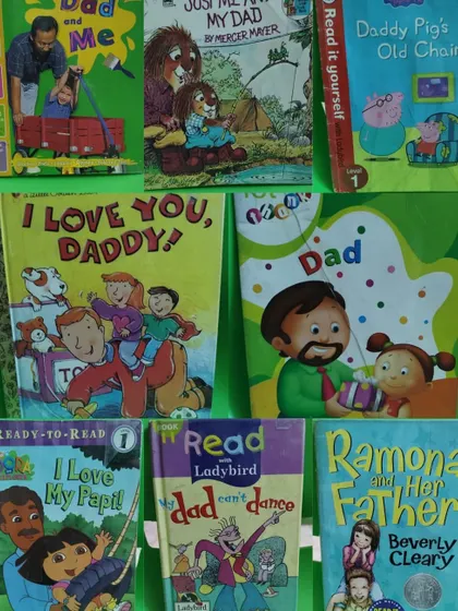 A collage of books celebrating dads, perfect for Father's Day or any day you want to share a story about the special bond between a child and their father.