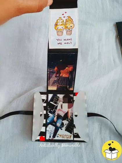 A full view of the pull-out photo card, showing how the pictures cascade down.