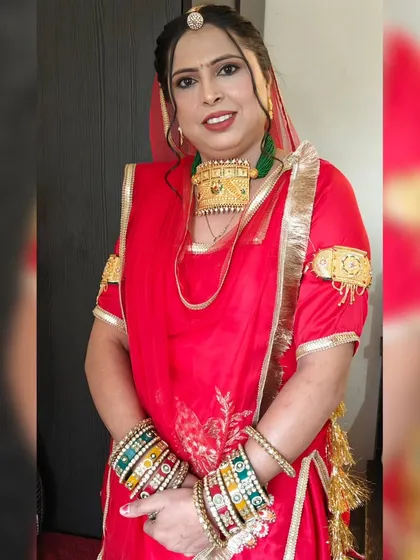 Created this traditional Rajasthani look for a client. The vibrant colors of the outfit are complemented by classic makeup.