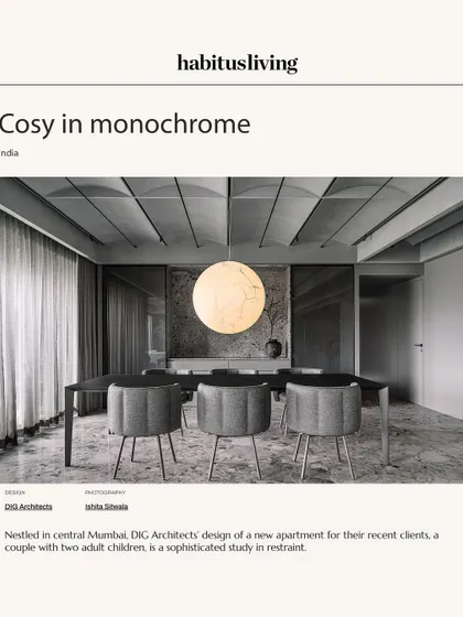 We are honored to have our Vaulted Haus project featured by the Australian design publication Habitus Living. The article, titled 'Cosy in monochrome', explores the project's sophisticated study in restraint.