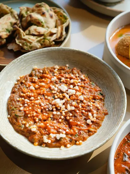 Our Baingan Bharta is a winter special. Slow-roasted eggplant is mashed with rich spices, creating a smoky, comforting dish best enjoyed with hot roti.