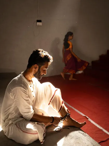 A behind the scenes shot at our school, Upadhye School of Dance. A student prepares for a performance, capturing the dedication that dance requires from a young age.