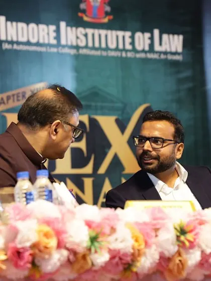 Our Partner, Saurabh Bindal, in discussion with another dignitary at the Indore Institute of Law. These events are important platforms for exchanging ideas on the evolving landscape of law.