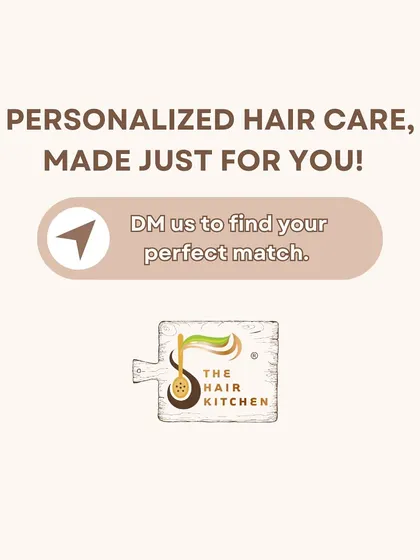 A simple call to action for personalized hair care. I create routines made just for you, and this image invites you to get in touch to find your perfect match.