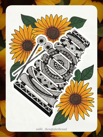 December: Sunflower & Xylophone. Ending the year on a bright note with sunny sunflowers and the playful xylophone.