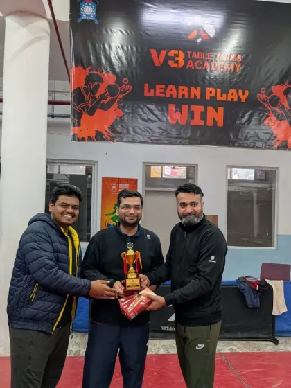 The doubles champions of the corporate tournament. Congratulations to them for a well-played final match.