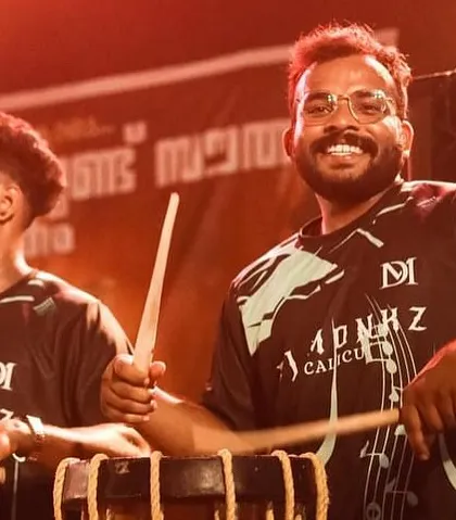 A great shot of my Chenda artists enjoying the performance. Their passion for the music is infectious and adds to the overall energy of the show.