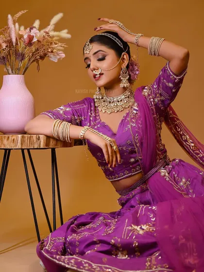 A graceful and elegant shot, perfect for showcasing fashion and jewelry.