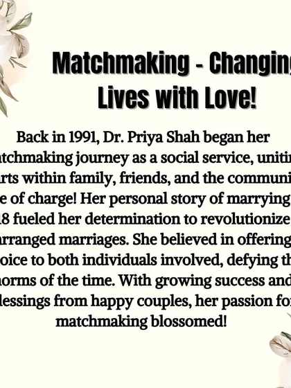 This is my journey of love, compassion, and impact. It started as a social service in 1991, fueled by a vision to make marriages better. I am also proud to have contributed to social change by helping to halt over 500 child marriages.
