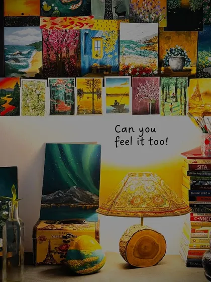 Can you feel it too? The quiet energy of a studio filled with stories, where every painting on the wall holds a memory. This is the feeling I try to create for everyone who walks in.