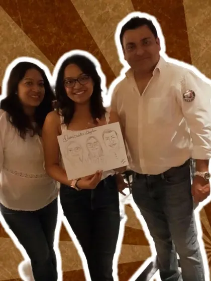 A fun, stylized shot of the Board Buddies team with their group caricature. A unique way to celebrate your team.
