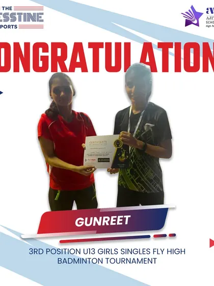 Smashing success. Congratulations to Gunreet for achieving the 3rd position in the U13 Girls Singles at the Fly High Badminton Tournament.