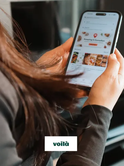 A close-up shot demonstrating the ease of using the Voila app for my grocery shopping collaboration.