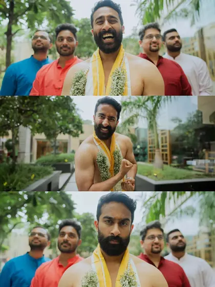 The groom and his groomsmen. This series of shots captures the energy, friendship, and fun of the groom's side before the main event.