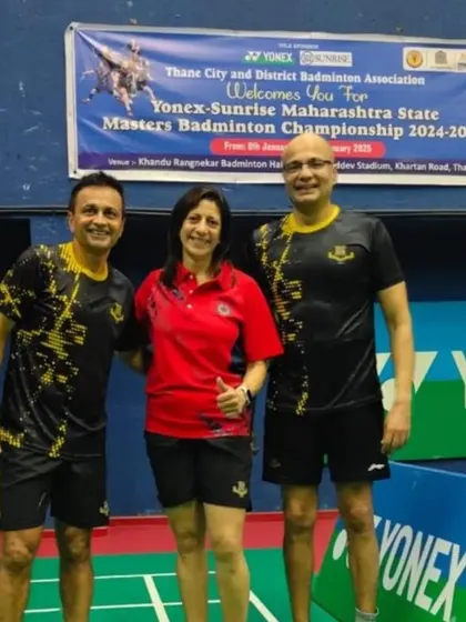 Our player Naheed Divecha with her partners from the successful Thane Senior Masters Championship.
