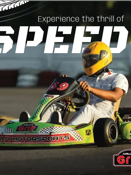 A driver gets ready to experience the pure speed of our Rotax kart. We provide all the necessary safety gear and instruction to ensure you can push your limits with confidence.