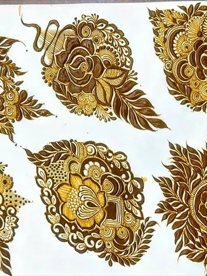 A collection of different floral 'bunches' or motifs that I've practiced. These can be used as standalone designs or incorporated into larger pieces.
