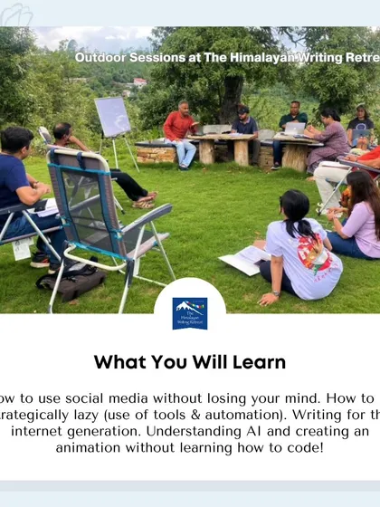 An outdoor session in progress. I believe in learning through doing, and our workshops include practical exercises in a refreshing, natural setting.