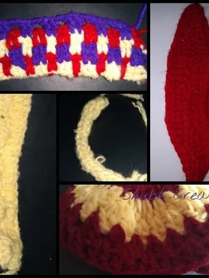 A collage of sample stitches and patterns, including colorwork, shaping, and textured edgings.