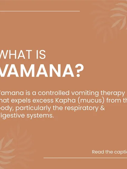 Here we explain what Vamana is in simple terms. It is a controlled vomiting therapy that specifically targets and expels excess Kapha (mucus) from the respiratory and upper digestive systems, helping to restore balance.