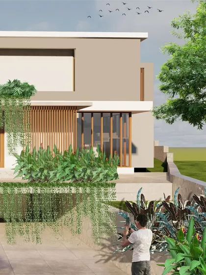 An internal garden brings green aesthetics indoors, making this a beautiful and soothing home to live in. The design balances a minimal, modern approach with elements of tropical architecture, such as the integration of lush planting.