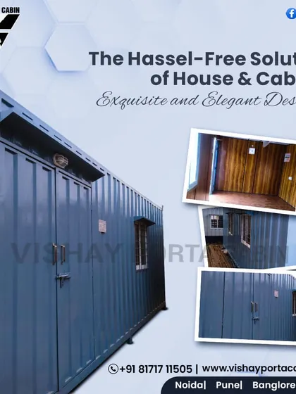 We offer a hassle-free solution for houses and cabins with exquisite and elegant designs. This image shows a sturdy container cabin, a practical choice for storage, a workshop, or a simple office.