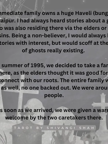 The tale of a family trip to a haunted Haveli where cousins enter a forbidden room and have a terrifying encounter with a spirit.