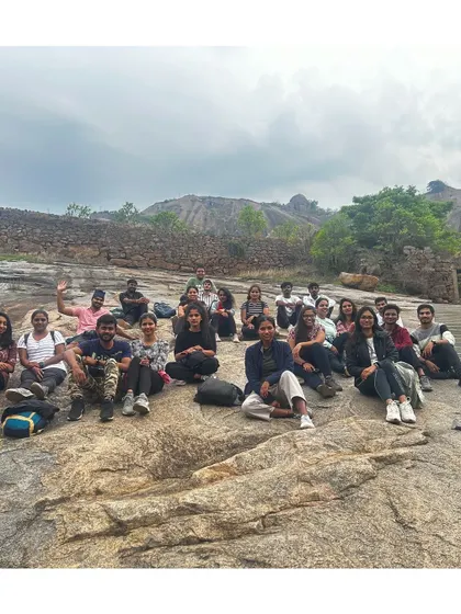 Taking a break on the rocky slopes of Huthridurga. The trek is as much about enjoying the journey as it is about reaching the top.