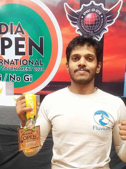 With my bronze medal from the blue belt No-Gi division at the India Open International Jiu-Jitsu tournament. Competing against higher belts is the best way to test your skills.