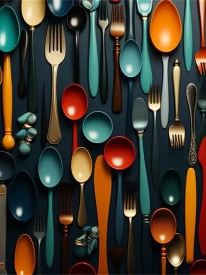 A duplicate of media 191, this cutlery-themed wallpaper is a unique and creative choice for any food-related business.