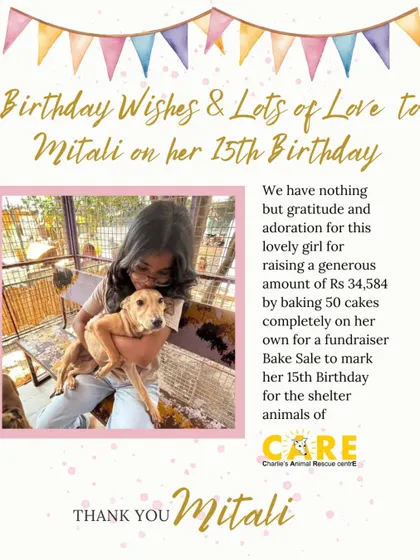A heartfelt thank you to Mitali for her incredible fundraising effort. Raising over Rs 34,000 by baking 50 cakes is a testament to her kindness and hard work.