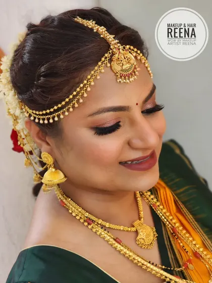 Another beautiful shot of Divya's baby shower makeover. The soft eye makeup and bold lip are a perfect combination.