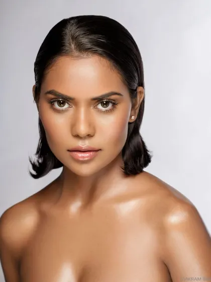 Another take on the classic beauty headshot. The lighting is carefully controlled to highlight the skin's texture and create a flawless, glowing look.