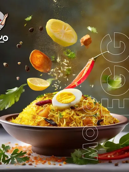 My classic Egg Biryani, featuring boiled eggs, a hint of lemon, and whole spices. It's a comforting and wholesome meal.