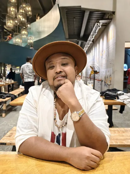 Taking a moment to relax before a show. It's important to be centered and ready to give all my energy to the performance.