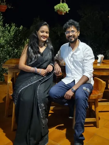 A beautiful evening portrait of Harikrishna and Akanksha. Their journey together showcases a partnership built on trust, joy, and shared experiences.