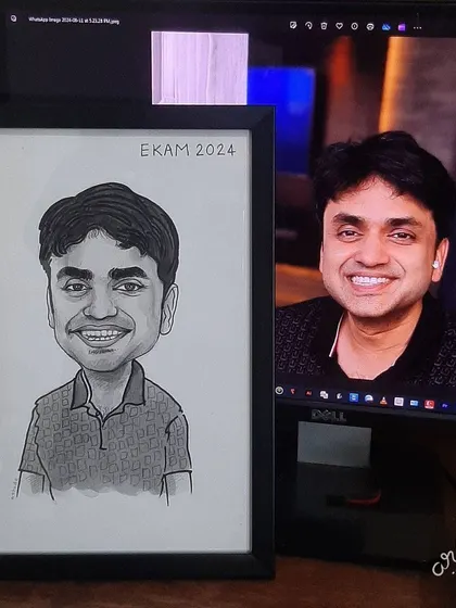 This image shows the consistency in quality and style across a large order of handmade caricatures.