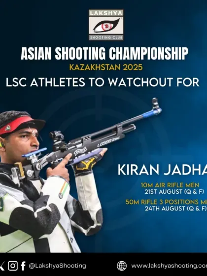 Kiran Jadhav, one of our senior athletes, representing India in two challenging events, the 10m Air Rifle and 50m Rifle 3 Positions, at the Asian Shooting Championship.