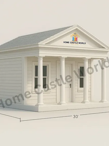 Inspired by classical architecture, this "White House" modular cottage features elegant columns and a stately design. It’s a unique, high-end option for a guesthouse, resort unit, or premium office.